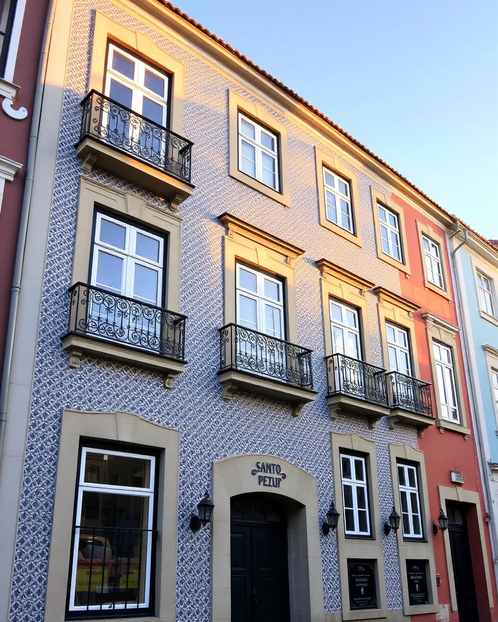 Building exterior with azulejo tiles