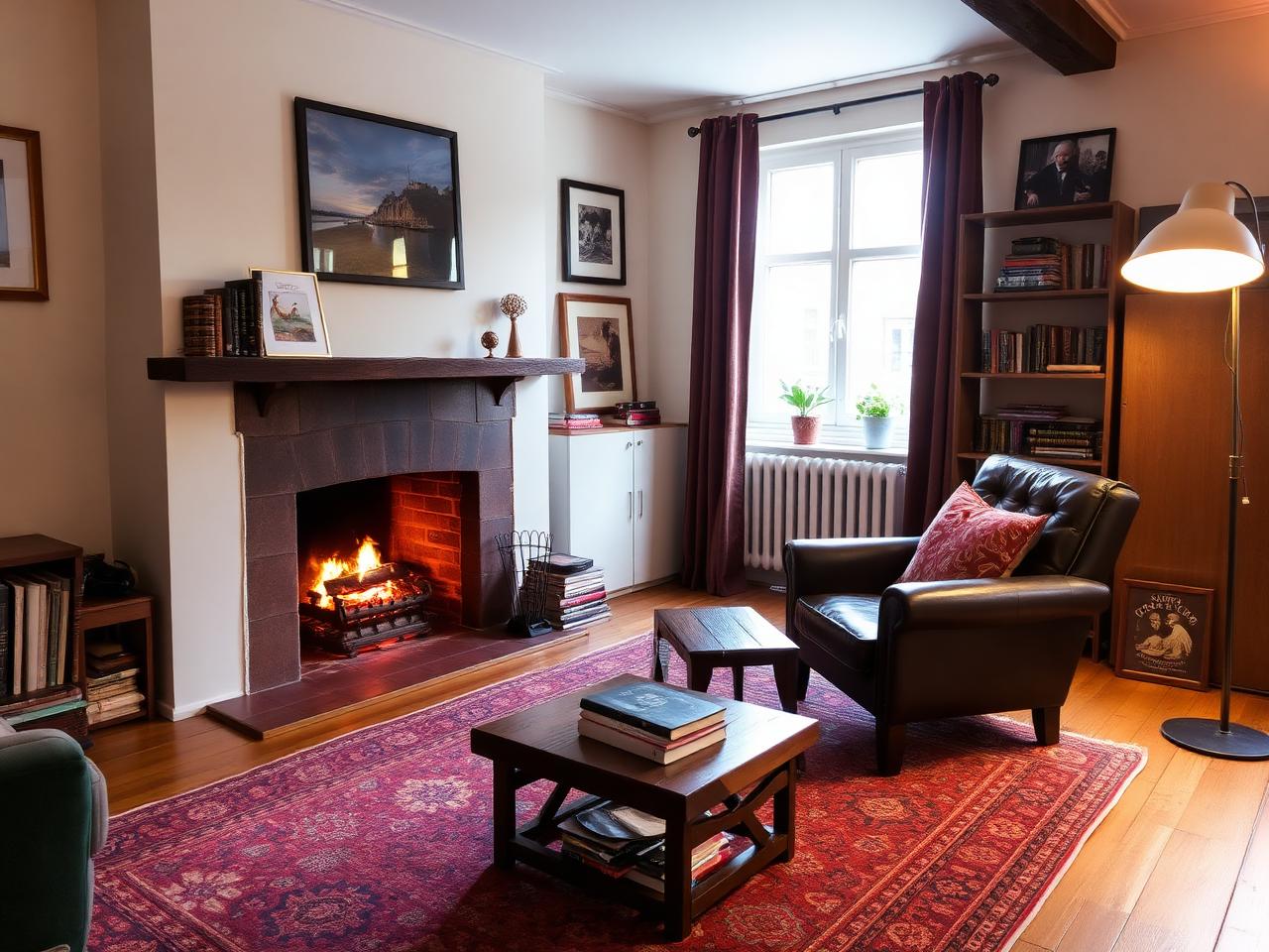 Living room with fireplace